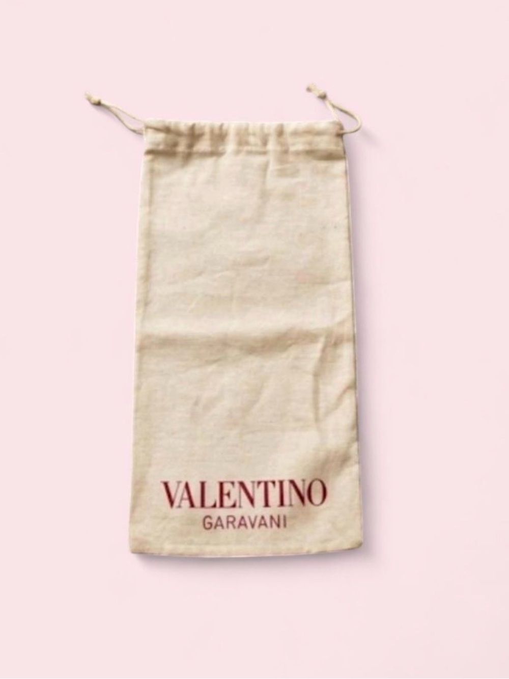 Valentino Garavani Beige Dust Pouch with Red Logo